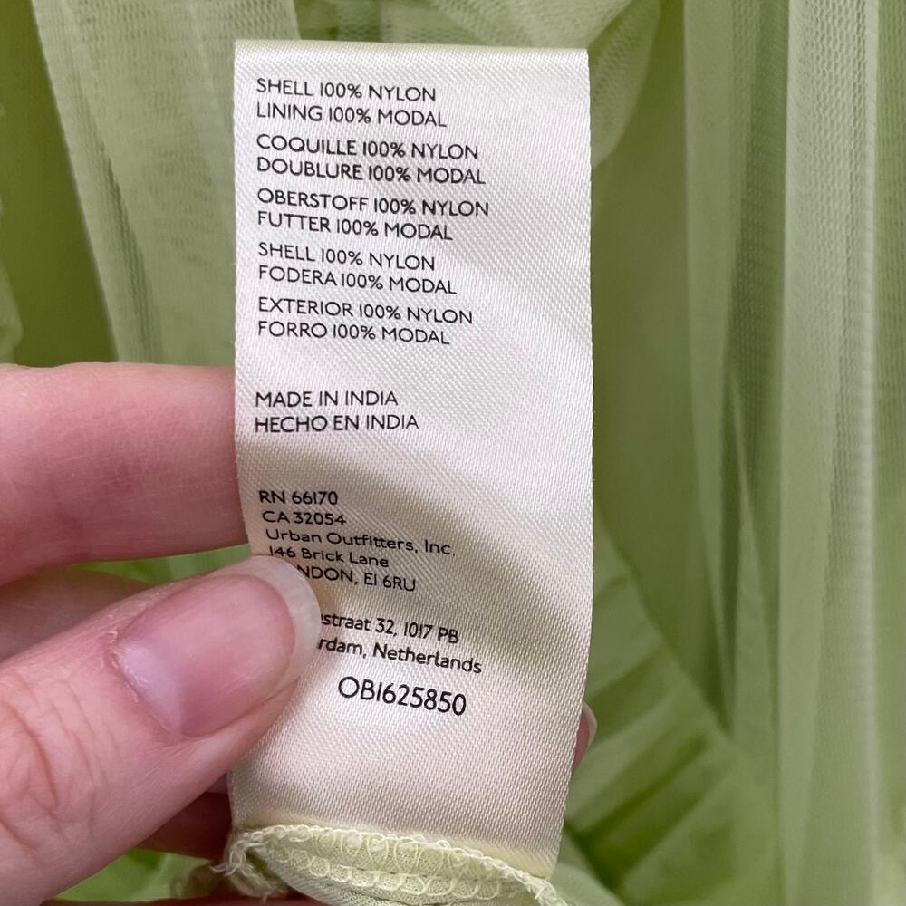 By Anthropologie Ruffled Tulle Skirt Green Midi Maxi XXS - Picture 11 of 12
